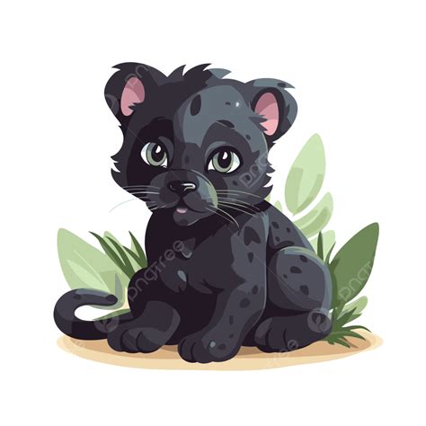 Cute Panther Vector, Sticker Clipart Cute Cute Black Leopard Cub With ...