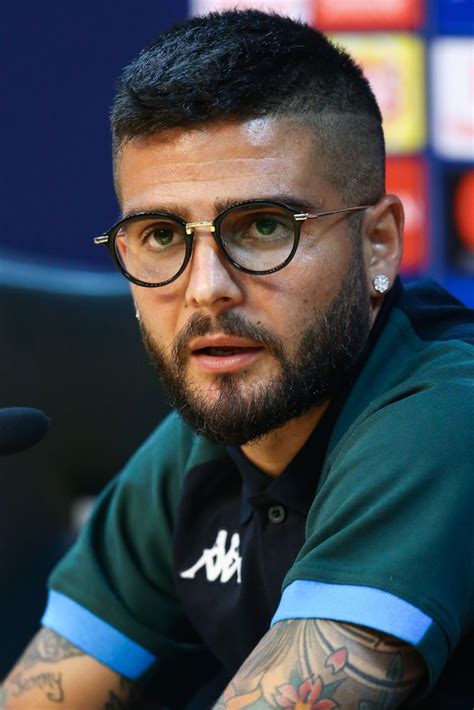 Napoli's Italian forward Lorenzo Insigne addresses the media during a ...