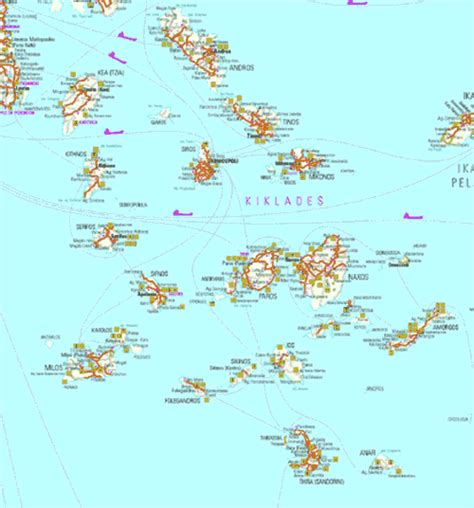 Cyclades, map of Greek islands map of Cyclades islands