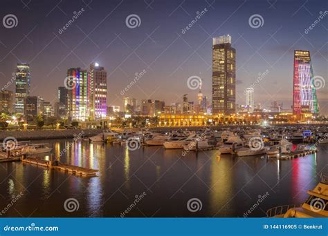 Skyline of Kuwait City at Evening Stock Image - Image of persian, port ...