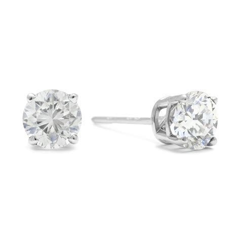 Jolene Jarrett - 1/2 CT Diamond Stud Earrings in 14K White Gold with Push Back (I2, F-G Color ...