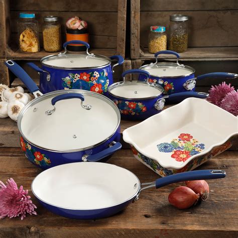 The Pioneer Woman Ceramic Pattern Cookware Set, 10 Piece - Walmart.com