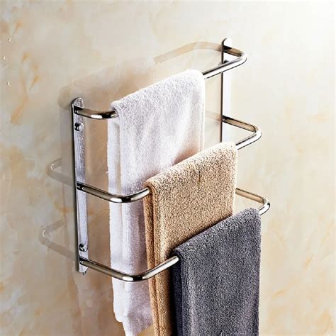 Wall Mounted Stainless Steel 3 Layers Towel Shelf Mirror Polished Bathroom Towel Ladder Towel ...