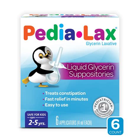 Pedia-Lax Laxative Liquid Glycerin Suppositories for Kids, Ages 2-5, 6 ...