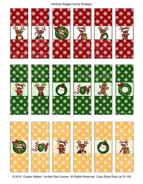 Digital Printable Holiday Hershey Nugget Candy by CooperStation Christmas Reindeer, Diy ...