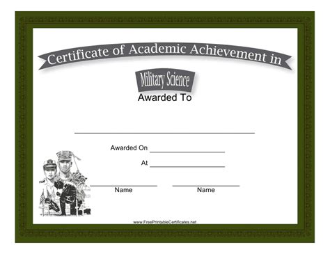 Military Science Academic Achievement Certificate Template Download ...