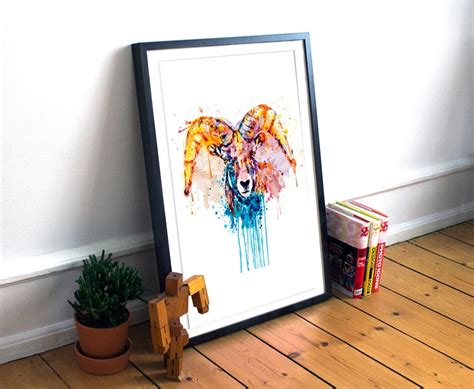 Bighorn Sheep Head Watercolor Portrait Printable Watercolor - Etsy