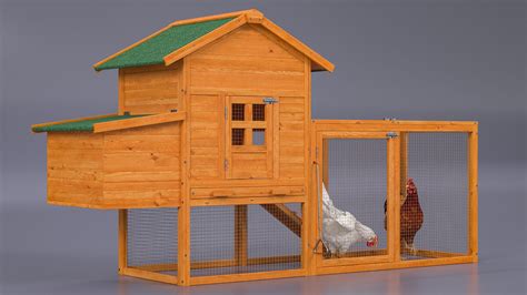 Wooden Small Chicken Coop with Chickens 3D Model $99 - .3ds .blend .c4d .fbx .max .ma .lxo .obj ...