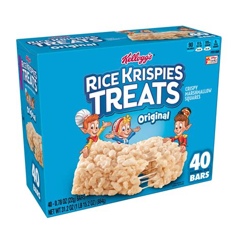 Kellogg’s Rice Krispies Treats Crispy Marshmallow Squares Bars 31.2oz 40 Ct - Walmart.com