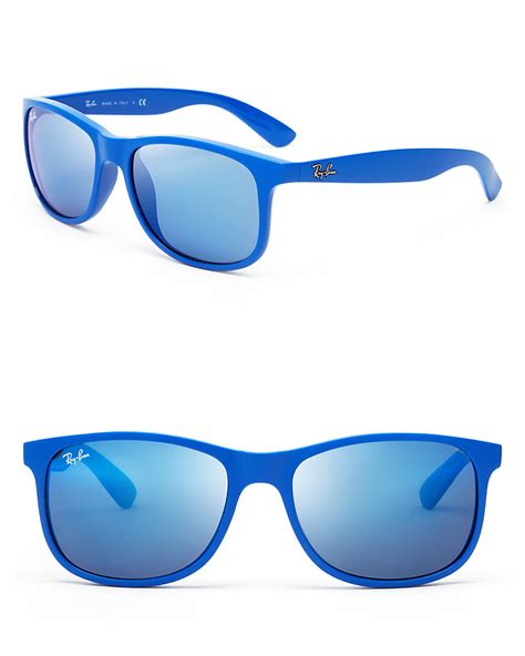 Ray-Ban Mirrored Wayfarer Sunglasses in Blue - Lyst