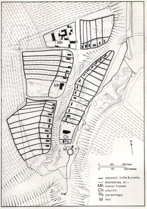 Diagram showing plan of Wharram Percy, abandoned medieval villages ...