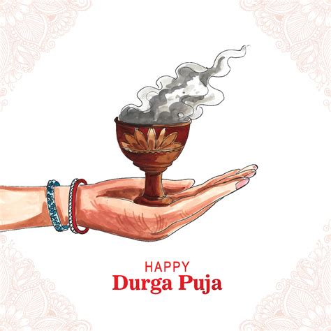 Happy durga puja clay dhunuchi with smoke indian puja festival background 11155961 Vector Art at ...