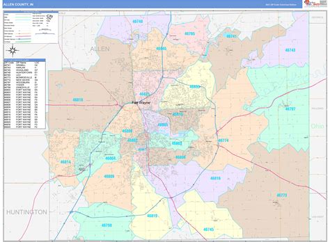 Allen County, IN Wall Map Color Cast Style by MarketMAPS - MapSales.com