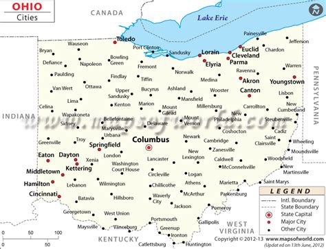 Buy Map of Ohio Cities