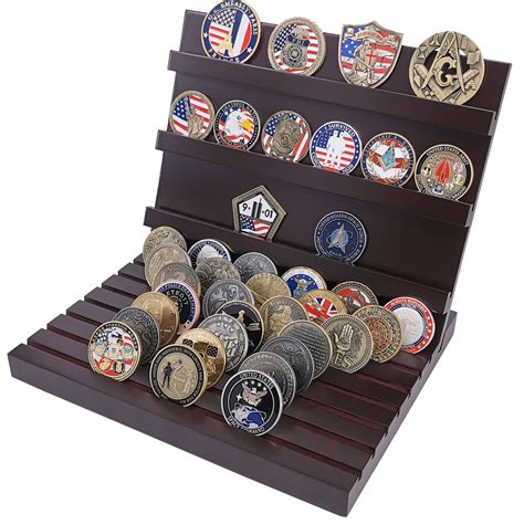 Buy Challenge Coin Display Stand Military Coin Holder Wooden Rack Holds ...