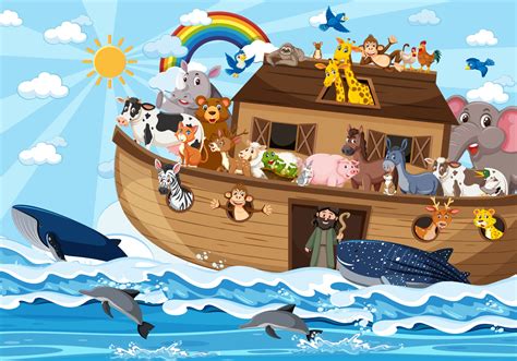 Noah's Ark with animals in the ocean scene 2896172 Vector Art at Vecteezy