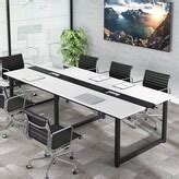 YUZHOU Large Meeting Table 8FT Rectangle Conference Table for Office ...
