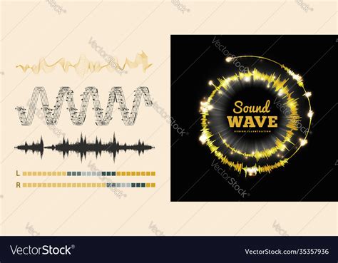 Sound waves set on black and white background Vector Image