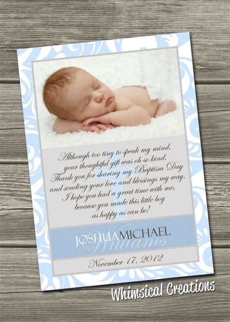 Baptism Thank You Card Christening Thank by WhimsicalCreationsPC