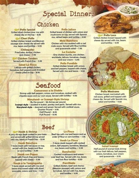 Menu of La Finca Mexican Restaurant in Morehead, KY 40351