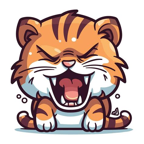 Angry tiger cartoon character. Vector illustration. Isolated on white ...