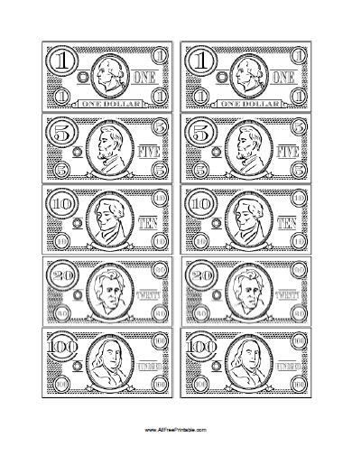 Free Printable Play Money … Fake Money Printable, Play Money Template, Money Worksheets, Money ...