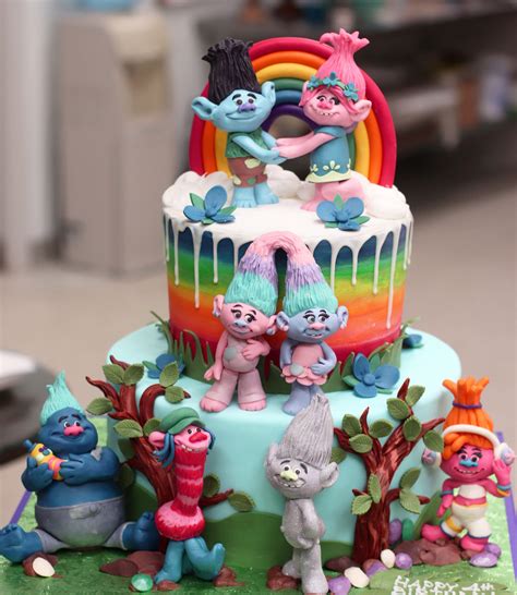 Trolls And Rainbows Tiered Birthday Cake