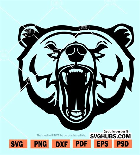 Bear with mouth open SVG, Bear tattoo svg, Bear head svg