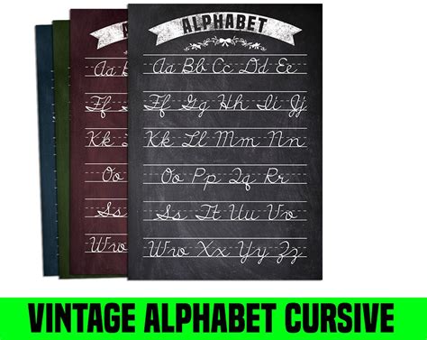 Vintage Alphabet Cursive Classroom Poster Educational - Etsy