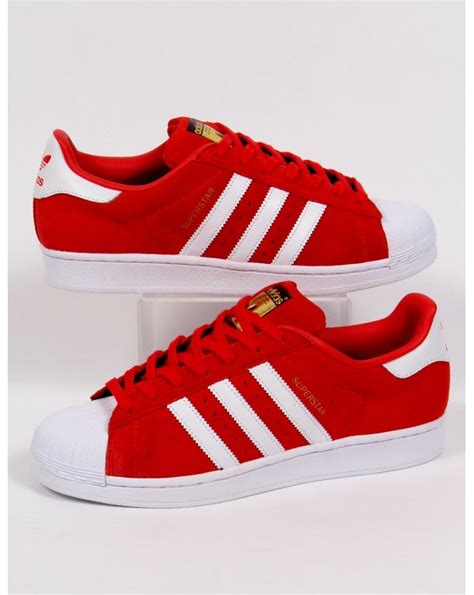 Adidas Superstar Suede Trainers Red/white,originals,shell toe,shoe