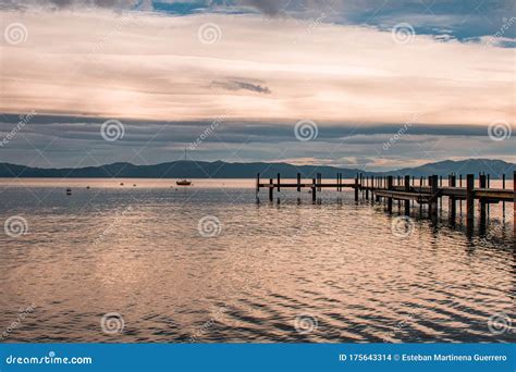 Sunset View of a Sailboat and Dock in Lake Tahoe, Homewood Stock Photo - Image of reflect ...