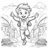 Premium Photo  Coloring Book Happy Schoolboy With Excellent Test sketch template