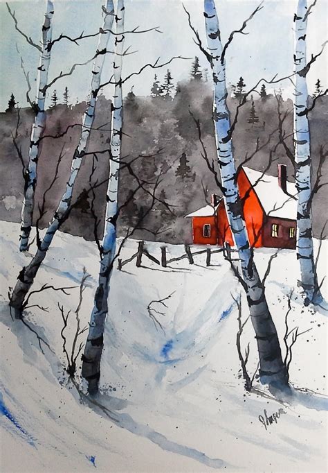 Winter Birch Trees Watercolor at GetDrawings | Free download