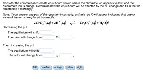 Solved Consider the chromate-dichromate equilibrium shown | Chegg.com