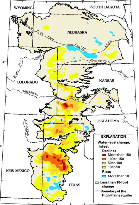 Changes in ground-water levels in the High Plains aquifer from before ...