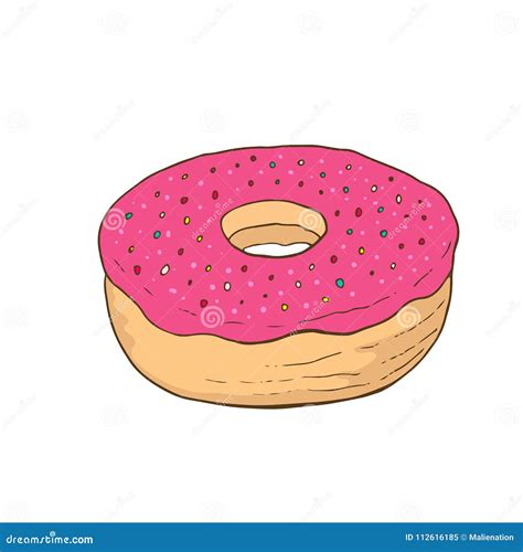 Donut Doodle Icon. Sweet Vector Print. Cartoon Sticker in Trendy Style ...