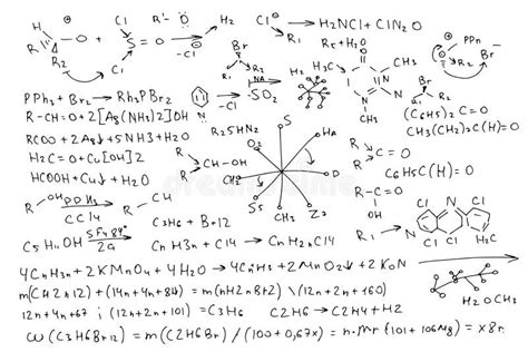 Chemical Formulas. Handwritten on a White Background Stock Vector - Illustration of ...