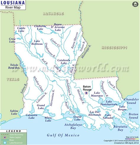 Louisiana Rivers Map, List of Rivers in Louisiana | Louisiana, Mapas