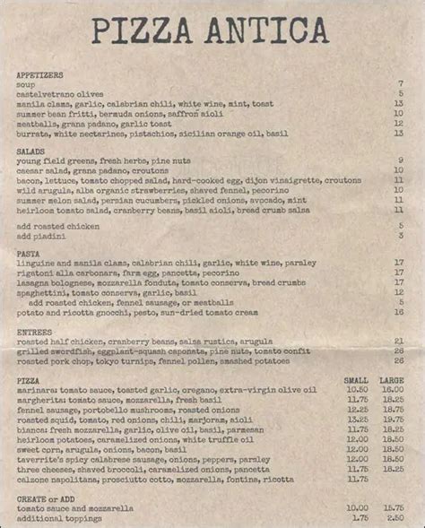 Pizza Antica Menu, Menu for Pizza Antica, West San Jose, San Jose ...