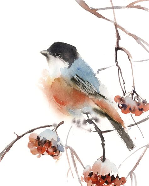 Bullfinch Bird Painting, Bird Fine Art Print, Bird Watercolor Print Art, Bird Art, Giclée Print ...