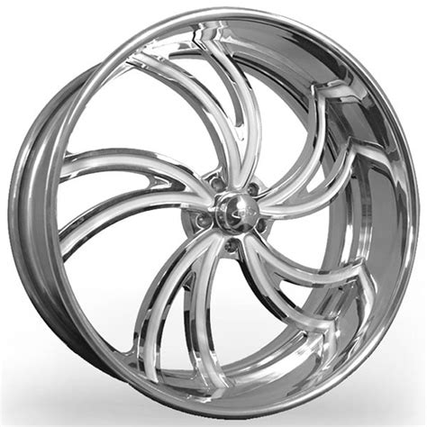 24" Intro Wheels Spyder Exposed 5 Polished Welded Billet Rims #INT059-9