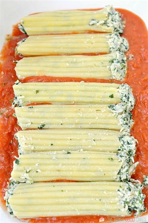 Spinach Ricotta Manicotti - Love Bakes Good Cakes