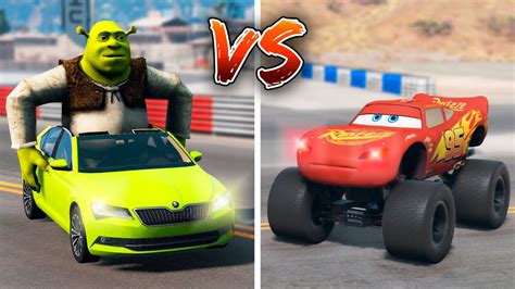 Monster Truck Lightning Mcqueen VS Shrek Car Driver - which is best? - YouTube