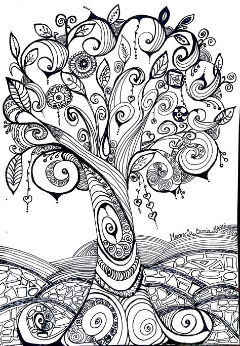 My tree doodle 16.1.2016 | Doodle art designs, Doodle art drawing, Mandala design art