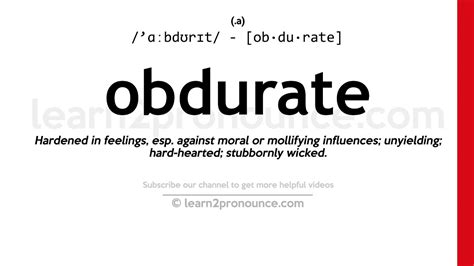 Pronunciation of Obdurate | Definition of Obdurate - YouTube