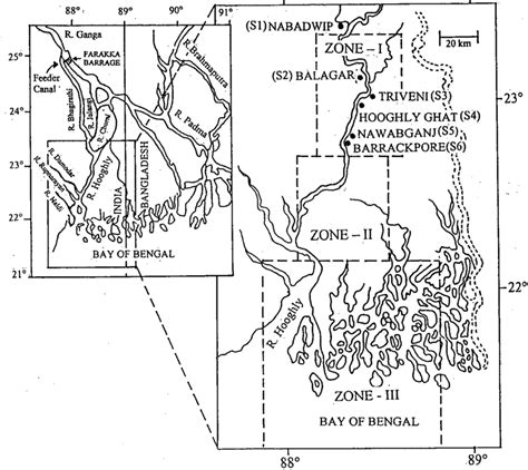 Map showing the rivers Ganga, Bhagirathi and Hooghly estuary with... | Download Scientific Diagram