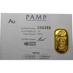 PAMP Suisse 50g Gold Cast Bar | 50g Gold Bars | Atkinsons Bullion