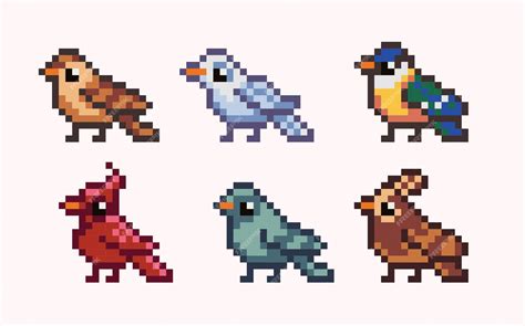 Premium Vector | Different birds pixel art set Cardinal dove gull Avian species collection 8 bit ...