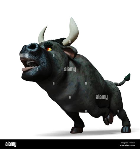 the black bull cartoon in white background, will put some fun in yours creations Stock Photo - Alamy