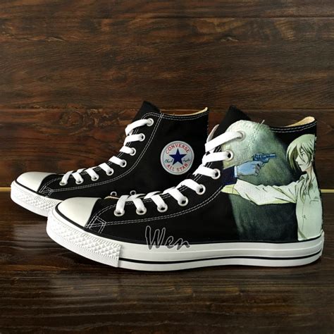 Anime Converse All Star Psycho-Pass Hand Painted Shoes Canvas Sneakers Men Women - Fashion